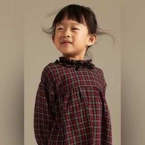 Girls H&M Cotton Dress - Red Tartan Plaid - Size 4-5